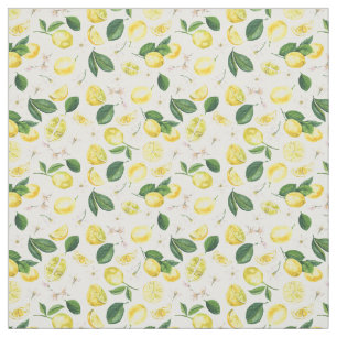 Citrusfrukt, färsk citronfrukt, Blommigt, sommarfr Tyg
