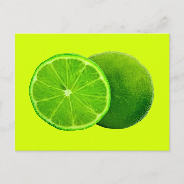 Citrusfrukt, ljus Grönt Segce of Lime Vykort (Framsida)