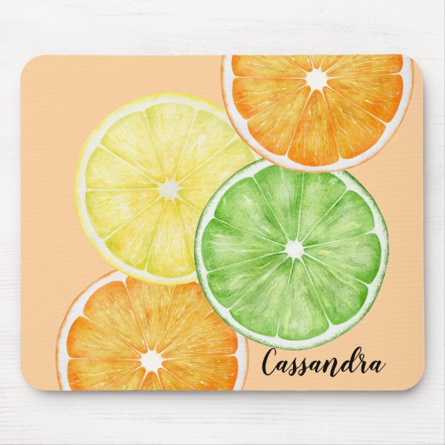 Citrusfrukt Orange, Lime och Citron Frukt Skivor   Musmatta (Framsidan)