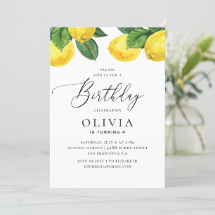 Citrusfruktcitruscitruscitron barns födelsedag inbjudningar