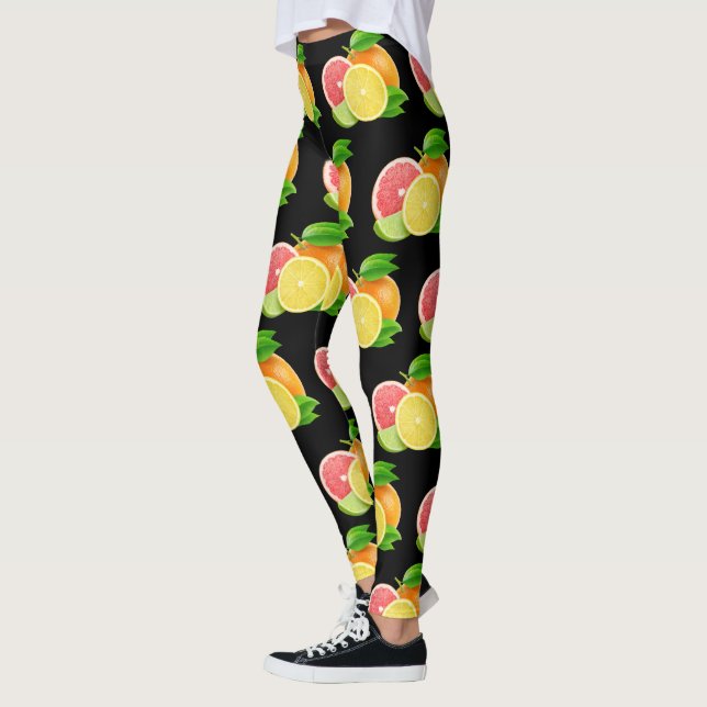 Citrusfruktdesignmönster Leggings (Vänster)