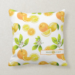 Citrusfrukter Art Orangar och citroner Patten Kudde