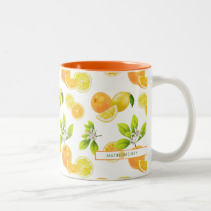 Citrusfrukter Art Orangar och citroner Patten Två-Tonad Mugg