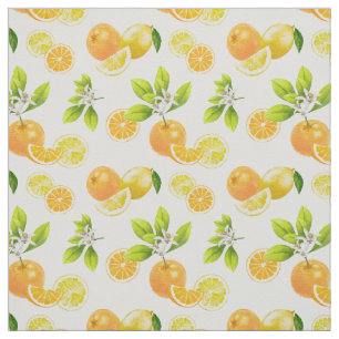 Citrusfrukter Art Orangar och citroner Patten Tyg