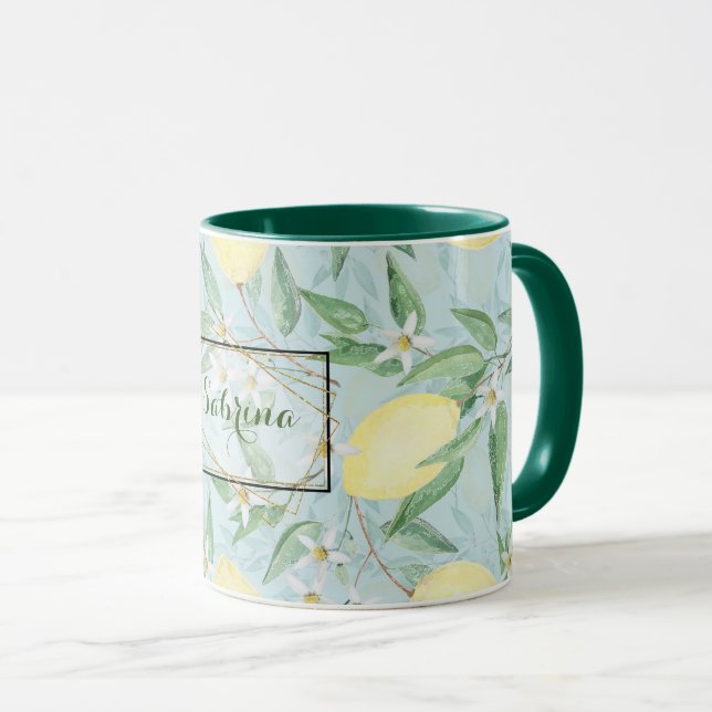 Citrusfrukter av färsk citron-gult mugg (Framsida höger)