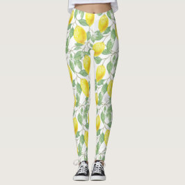 Citrusfrukter botaniskt mönster.Aktiv utbildning Leggings