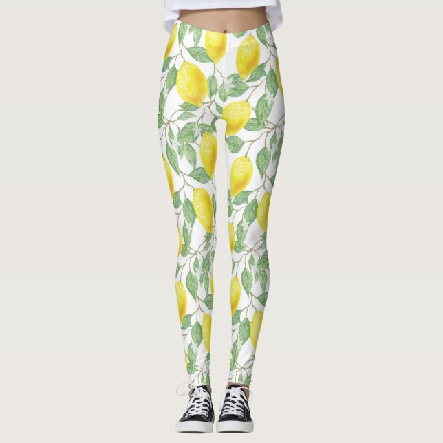 Citrusfrukter botaniskt mönster.Aktiv utbildning Leggings (Framsida)