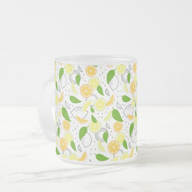 Citrusfrukter Citron Apelsin Modern. Frostad Glasmugg (Framsida vänster)