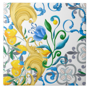 Citrusfrukter, citroner,Medelhavet     Kakelplatta