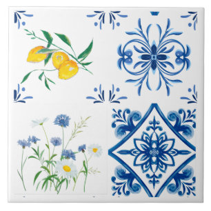 Citrusfrukter, citroner,Medelhavet     Kakelplatta