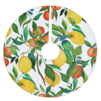 Citrusfrukter, levande vattenfärg mönster. julgransmatta borstad polyester