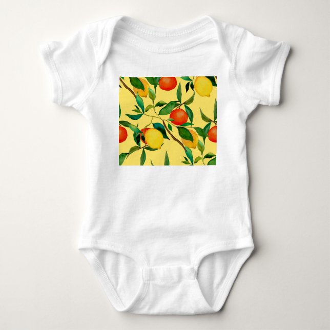 Citrusfrukter, levande vattenfärg mönster. t shirt (Framsida)