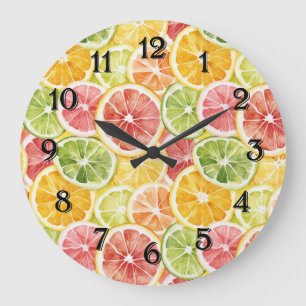 Citrusfrukter Lime Citron Apelsin Grapefrukt Stor Klocka