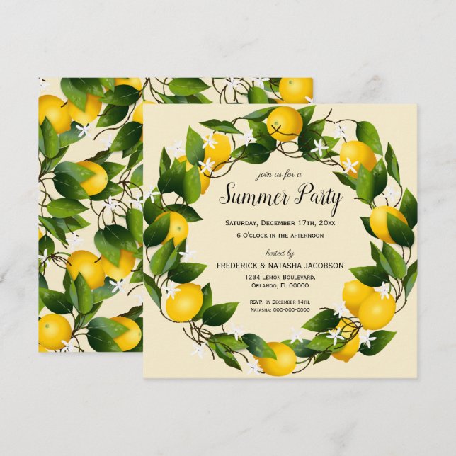 Citrusfrukter Party Inbjudningar (Fram/baksida)