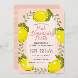 Citrusfrukter Rosa Lemonade-partiets inbjudan