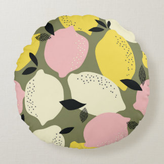 Citrusfrukter, utan Mönster Rund Kudde