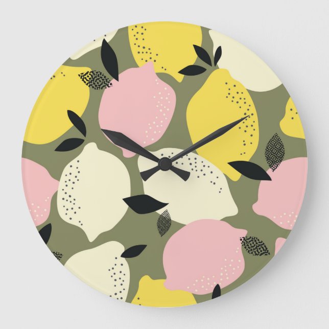 Citrusfrukter, utan Mönster Stor Klocka (Framsida)