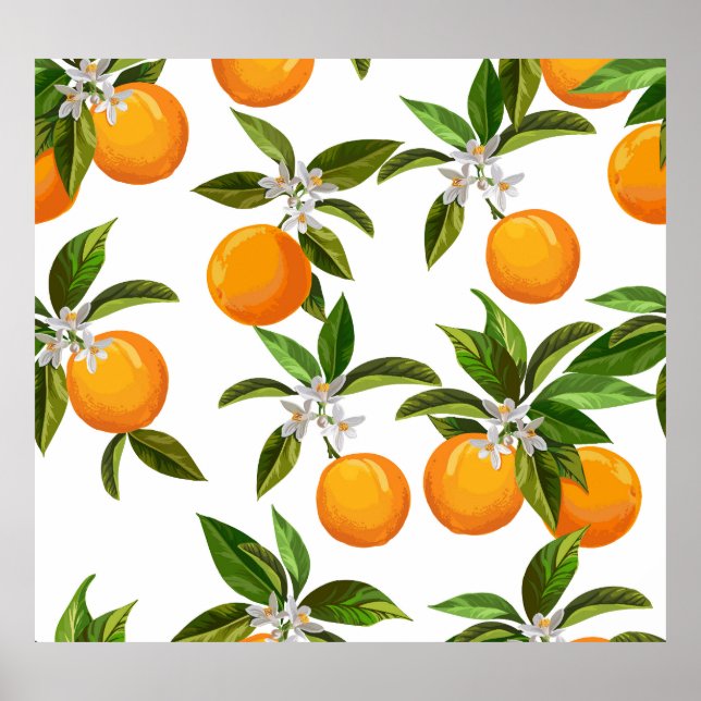 Citrusfrukter: Vintage Digital Illustration Poster (Framsidan)