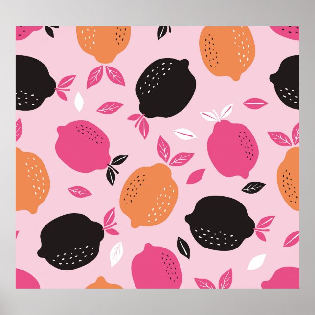 Citrusfrukter, vintage textil mönster. poster (Framsidan)