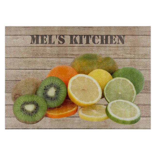 Citrusfruktgrafik på träeffektbakgrund (Framsidan)