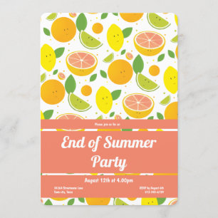 Citrusfruktmönster avslutar av sommarpartylodrät inbjudningar