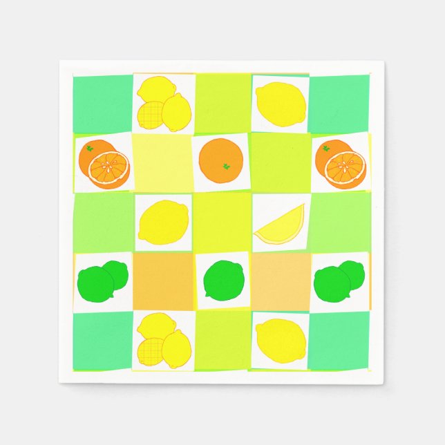 Citrusfruktmönster med lime och apelsin pappersservett (Framsidan)