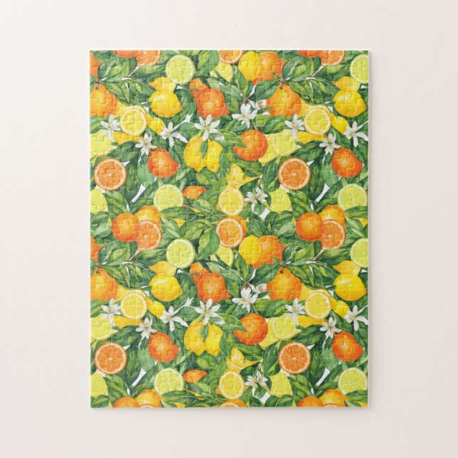 Citrusfruktodlingsskörden:  Citron- och apelsinmön Pussel (Vertikal)