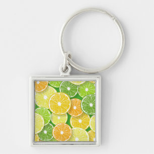 Citrusfruktskivor art. 3 fyrkantig silverfärgad nyckelring