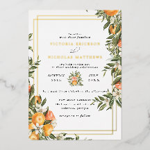 Citrusfruktträdgård | Boho Botanisk Bröllopsinbjud