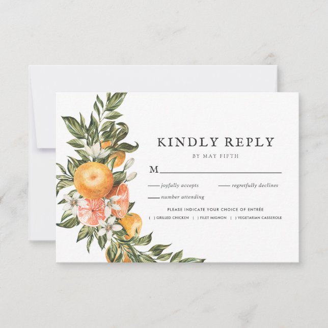 Citrusfruktträdgård | Boho Greenery RSVP med målti OSA Kort (Framsida)