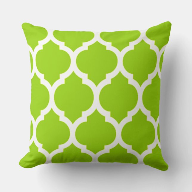 Citrusgrön marockansk gittermönster quatrefoil kudde (Framsida)
