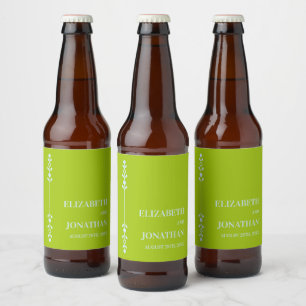 Citrusgrönt & Kustblått Bröllop Ölflaska Etikett