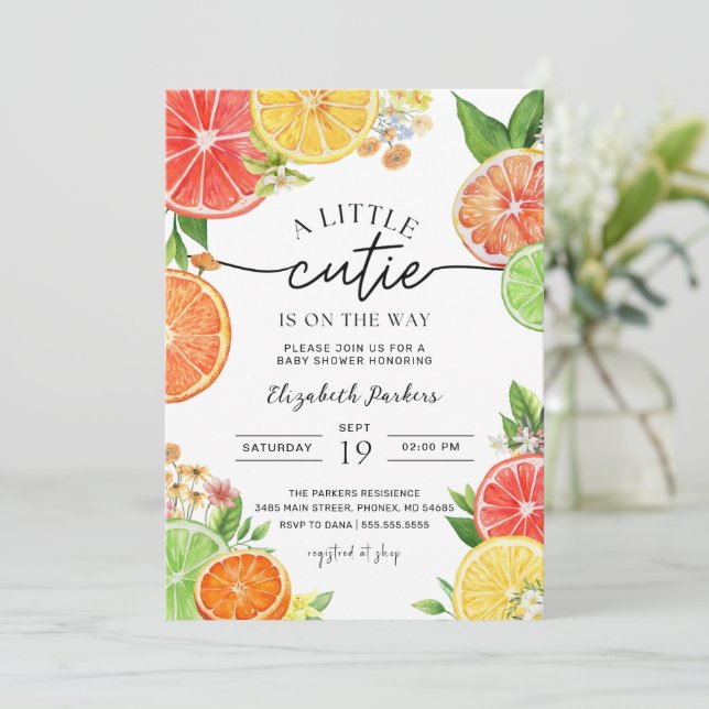 Citrushuggare för Little Cutie Baby Inbjudningar (Stående Fram)