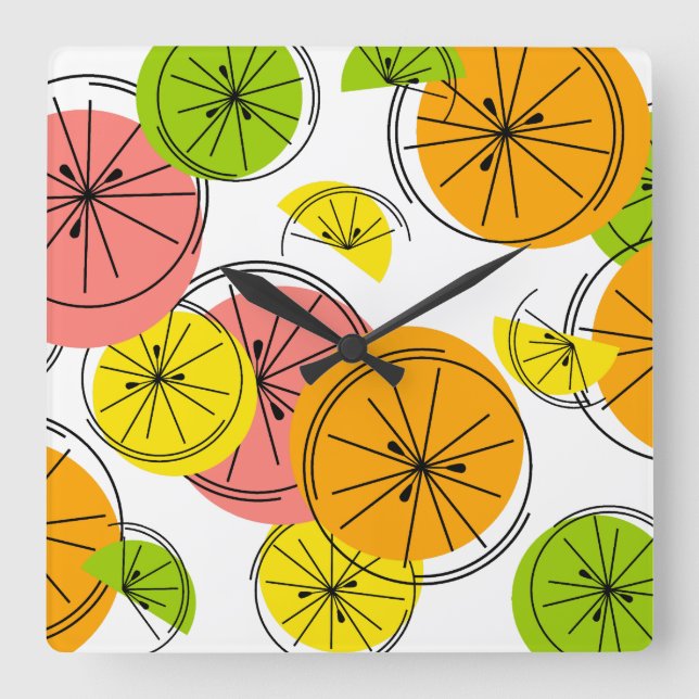 Citrusklockruta Fyrkantig Klocka (Framsida)
