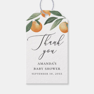 Citruslund Baby Shower Tacksamhetskort. Elegant Or Presentetikett
