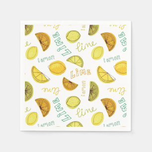 Citrusmönster med citron och lime pappersservett