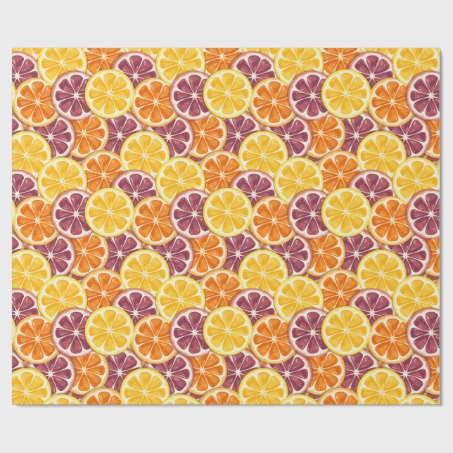 Citrusmönster  presentpapper (Platt)