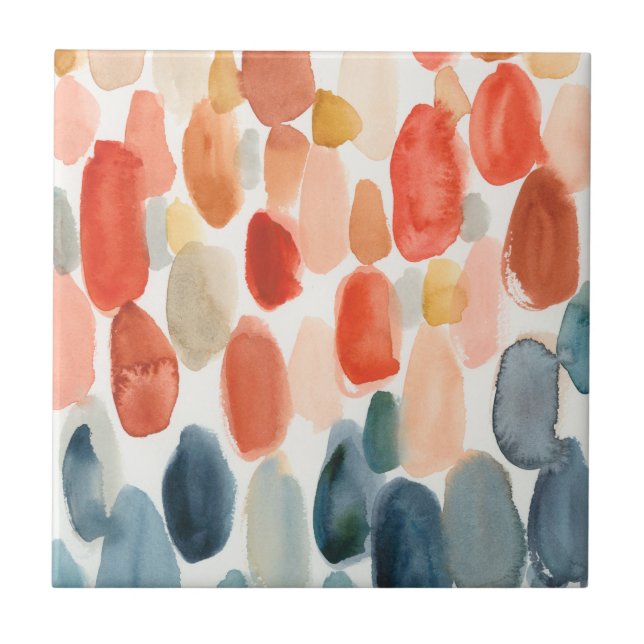 Citrussäsong - Coral och Blue Stones Kakelplatta (Framsidan)