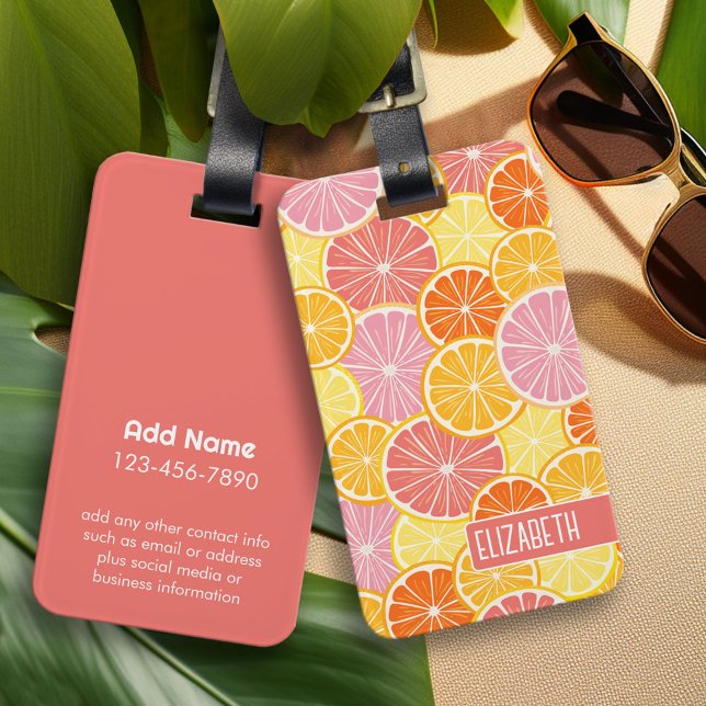 Citrusskivor - färglös huvudsiga bagagebricka (Personalized Luggage Tag)