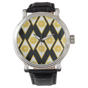 Citrusskivor i modernt diamantmönster armbandsur