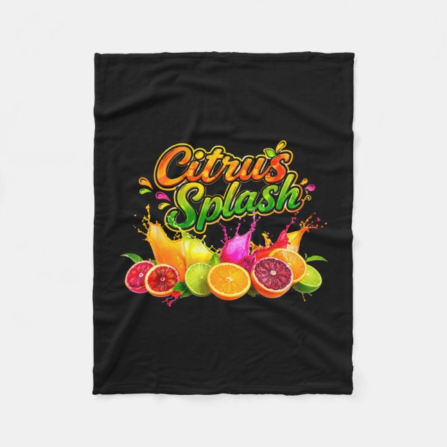 Citrusstänk sommarlov fruktgrafik  fleecefilt (Framsidan)
