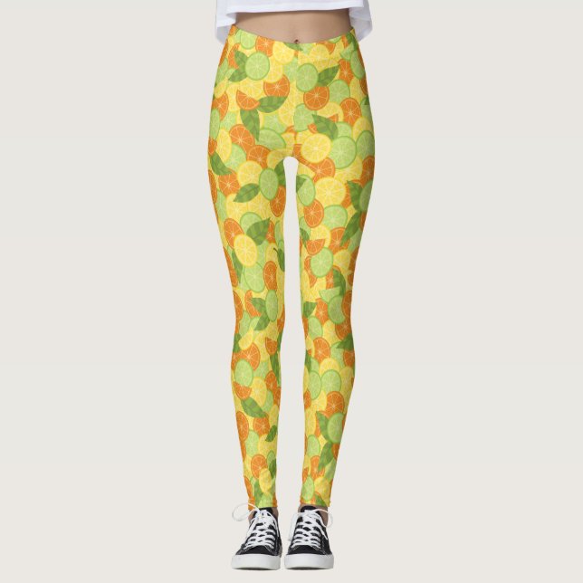 Citrusstänkillustration Leggings (Framsida)