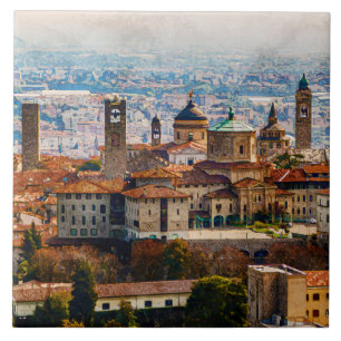 Citta Alta i Bergamo, Italien Kakelplatta