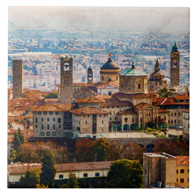 Citta Alta i Bergamo, Italien Kakelplatta (Framsidan)