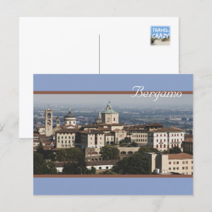 Città Alta Panorama, Bergamo, Italien Vykort