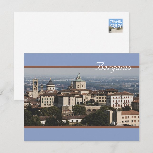 Città Alta Panorama, Bergamo, Italien Vykort (Fram/baksida)