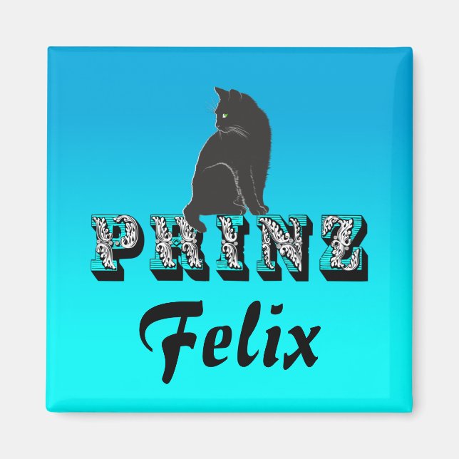 Citty Prinz schwarzer Kater Katze Magnet (Framsidan)