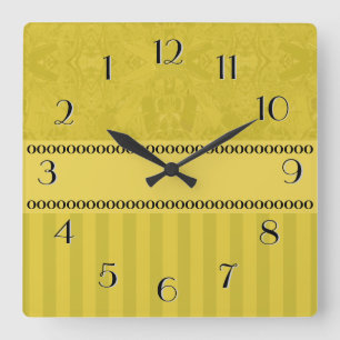 City Abstrakt Backwards Clock Guld med Rand Fyrkantig Klocka