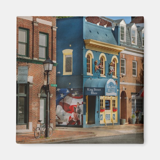 City - Alexandria, VA - Kung Street Blues Magnet (Framsidan)