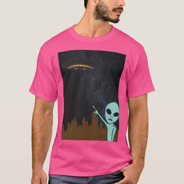 City Alien och Ufo. T Shirt (Framsida)